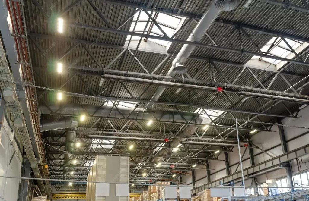 LED vapor-tight lighting fixtures in a commercial facility