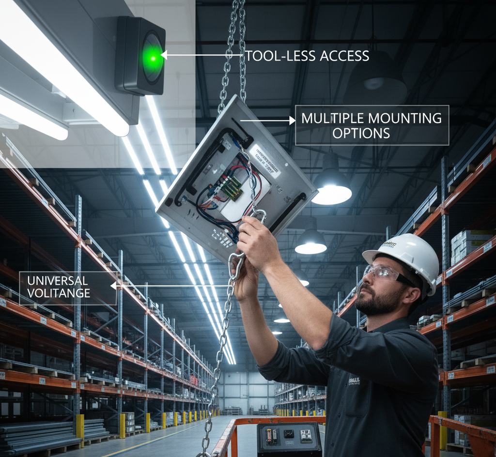 installer-friendly lighting, LED fixture installation, contractor lighting solutions, universal voltage LED